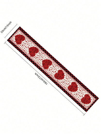 جريدة طاولة شاكوش رومانسية لعيد الحب مع نمط التحقق من القلب الأسود الأحمر ،مناسبة لوجبات القرية والمطاعم والحفلات وحفلات الزفاف وطاولات التجهيز بمقاس 13x72 بوصة