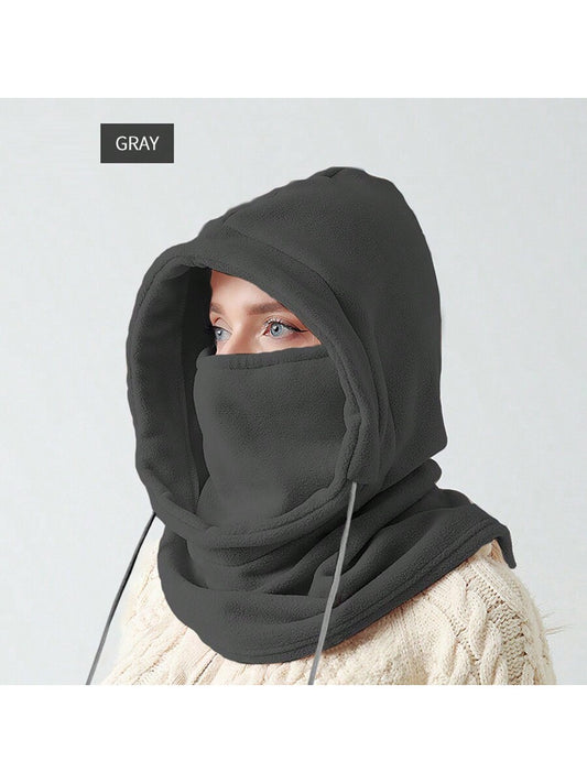 قبعة شتوية مقاومة للرياح مع قناع ووشاح للتزلج للرجال/النساء، قبعة واقية للرياضات الخارجية، رمادي