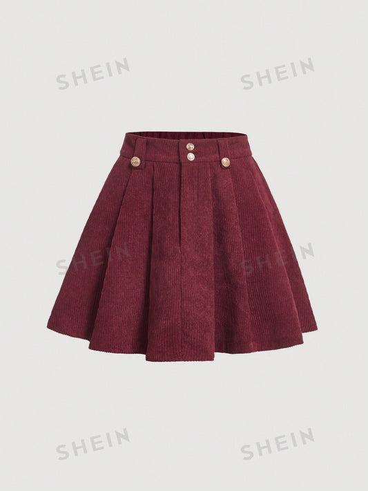 تنورة كوردوروي بلون سادة للنساء