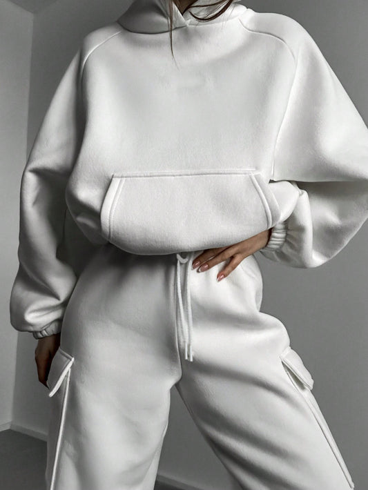 هوديي للسيدات مع جيوب الكنغر وبدلة رياضية من قطعتين