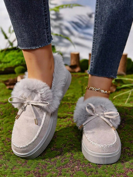 بوت ثلج مسطحة للسيدات موديل 2023 بتصميم جديد دافئ من القطيفة النسخة الكورية، أحذية شتوية