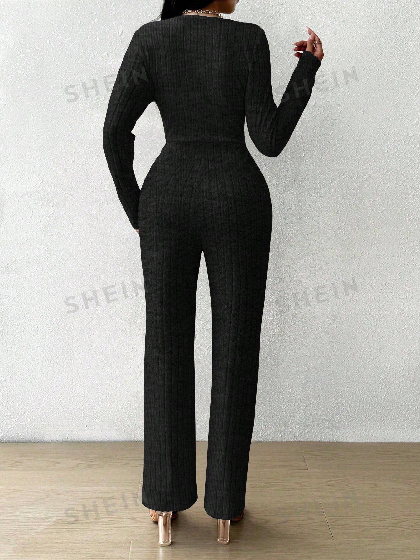 بدلة قفطان نسائية محبوكة باللون الصلب الأساسي