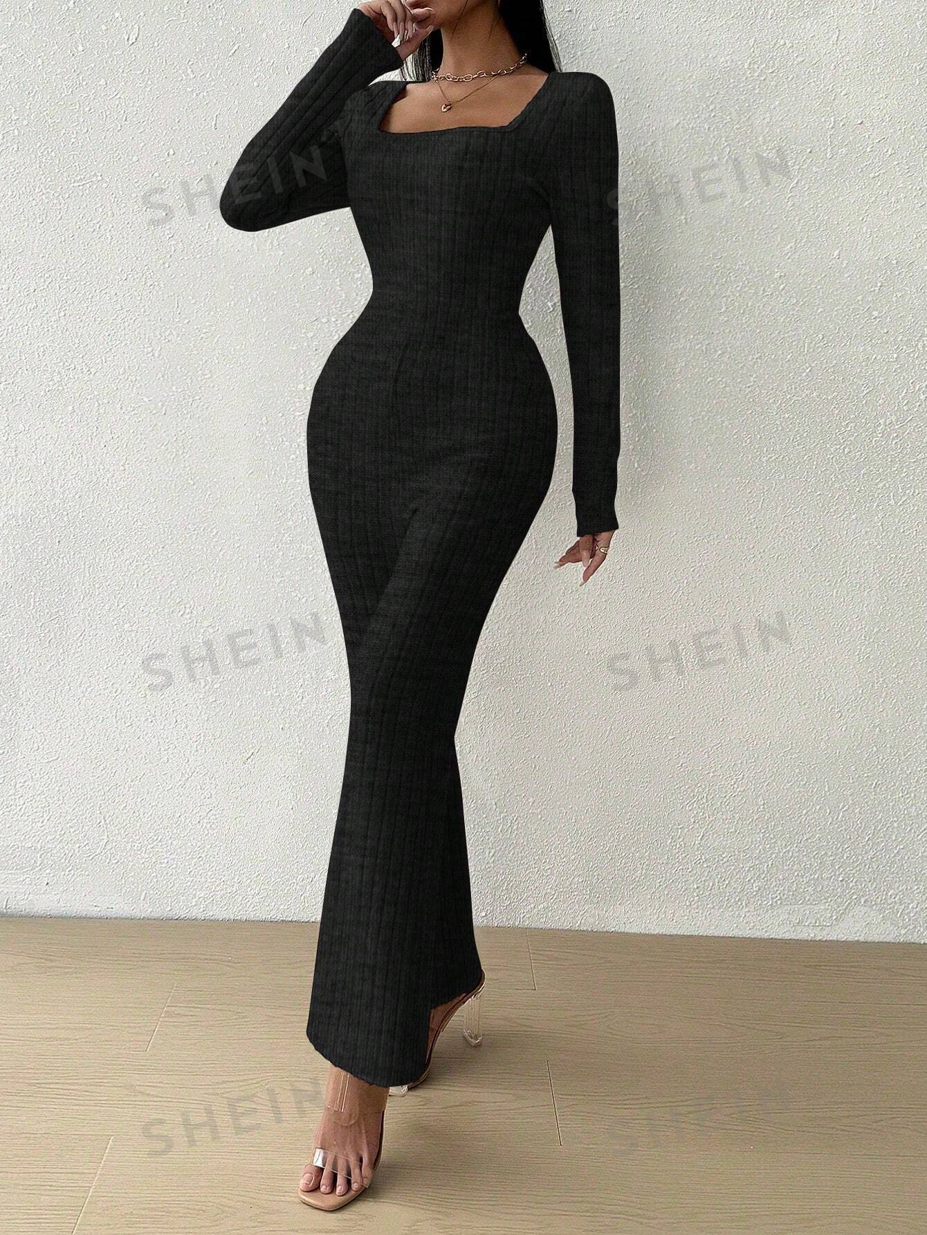 بدلة قفطان نسائية محبوكة باللون الصلب الأساسي