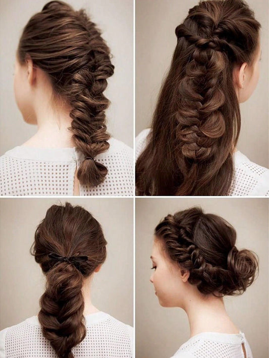 قطعة واحدة من أداة تصفيف الشعر المضفرة على شكل هيكل السمكة للسيدات للحياة اليومية