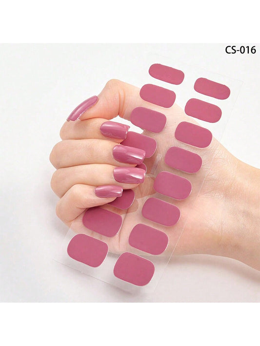 ملصقات الأظافر 16قطعة ملصقات ملونة للأظافر، ملصقات فن الأظافر الجيل اللاصقة للنساء والفتيات - بنفسجي فاتح (cs-016)